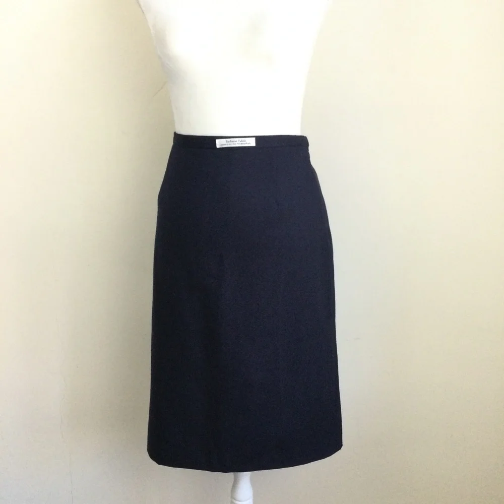Pendleton Skirt Virgin Wool Navy Blue Size 14 Pencil Petite - Picture 3 of 8